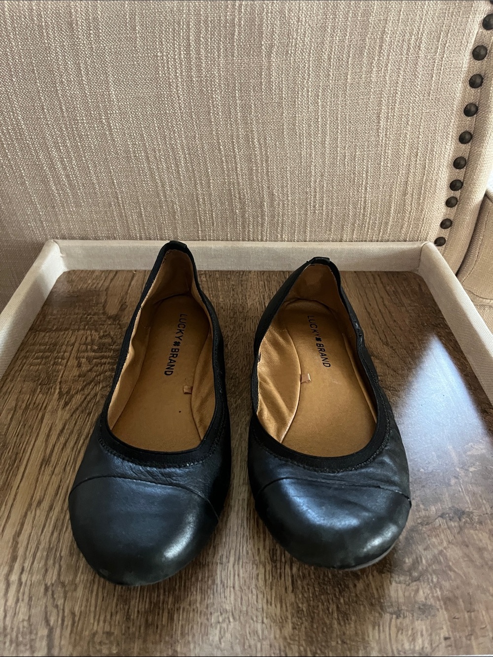 Lucky Brand Black Leather Ballet Flats